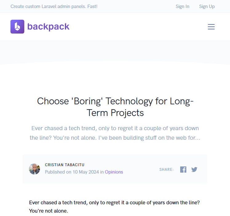 Choose 'Boring' Technology for Long-Term Projects