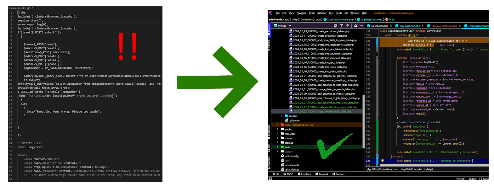 PHP migration from version 5.x to version 8.x